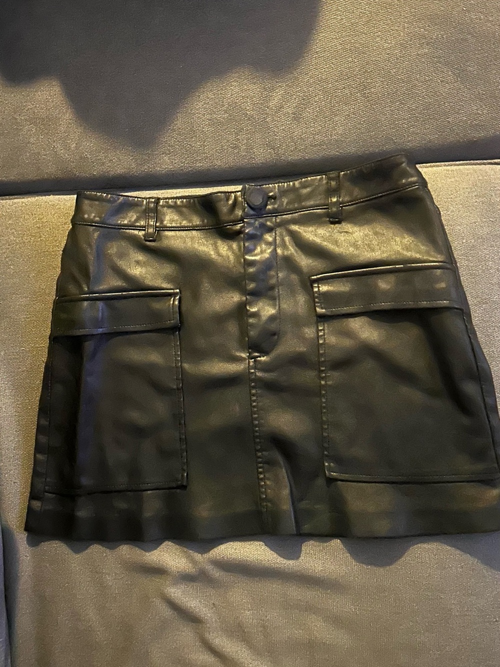 Zara Black Faux Leather Cargo Pocket Mini Skirt
